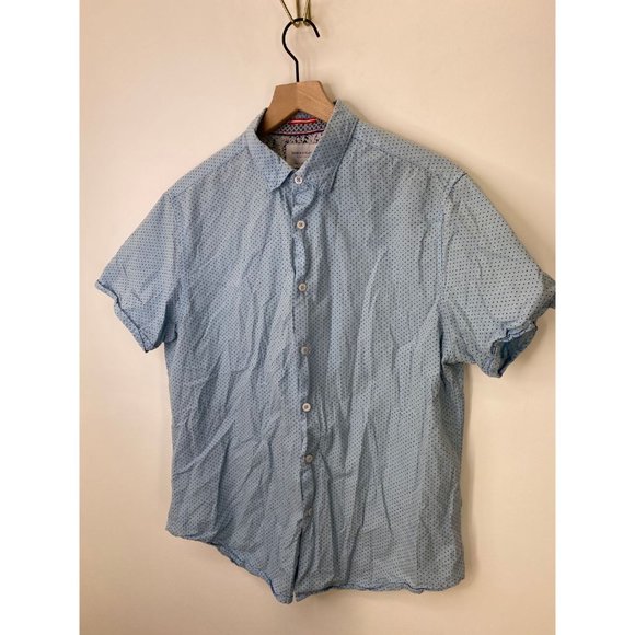 Denim & Flower Short Sleeve Button-Down Shirt Sz L - Picture 2 of 6